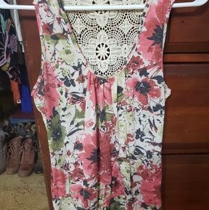 Floral tank with crocheted back